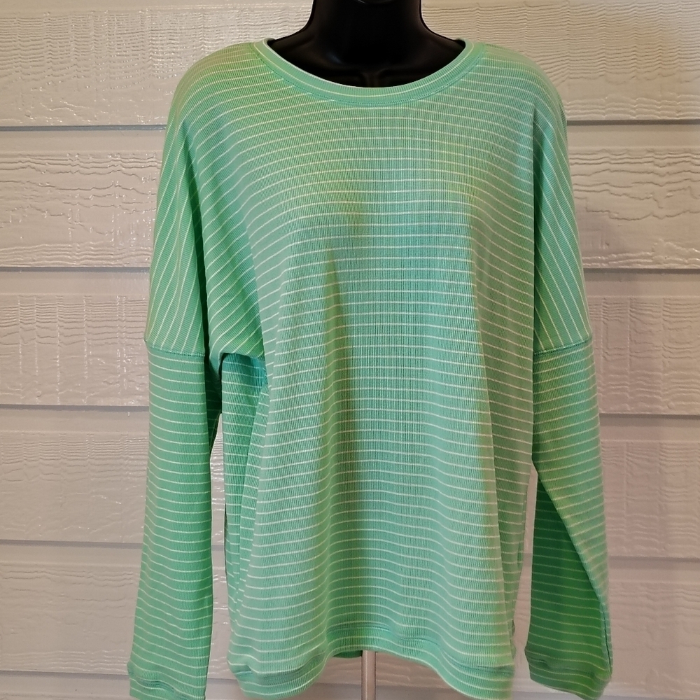 Pulse SZ‎ Small  Boutique Brighten My Day Striped Mint Pullover